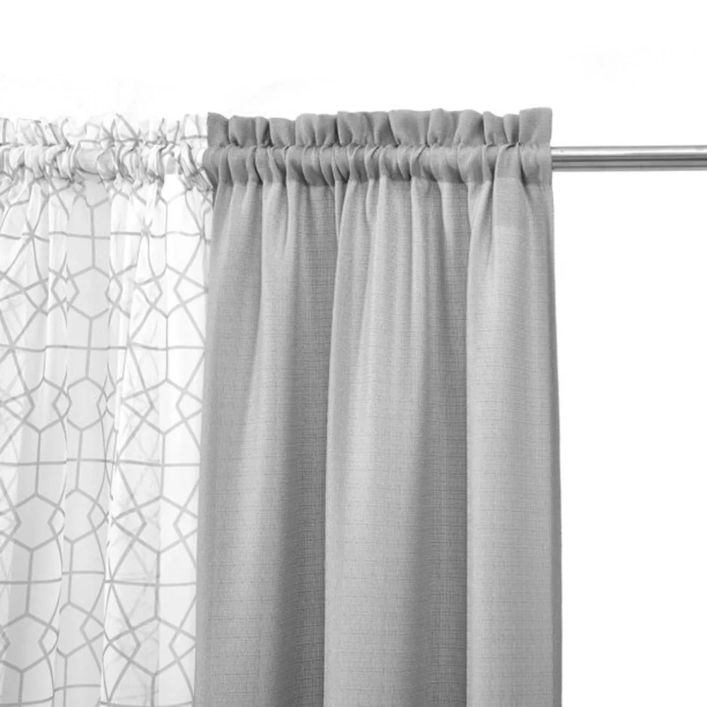 Mainstays Grey Shimmer Rod Pocket Curtains (Set of 8)